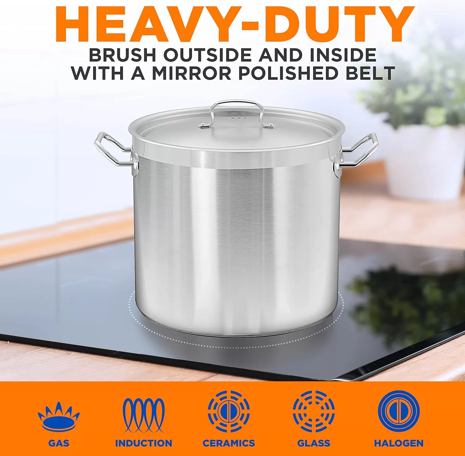 imageNutriChef 20 Quart HeavyDuty Stockpot with Stainless Lid  Large Pot for Induction Gas ampamp Electric Cooktops Perfect for Soups ampamp Stews30 Quarts