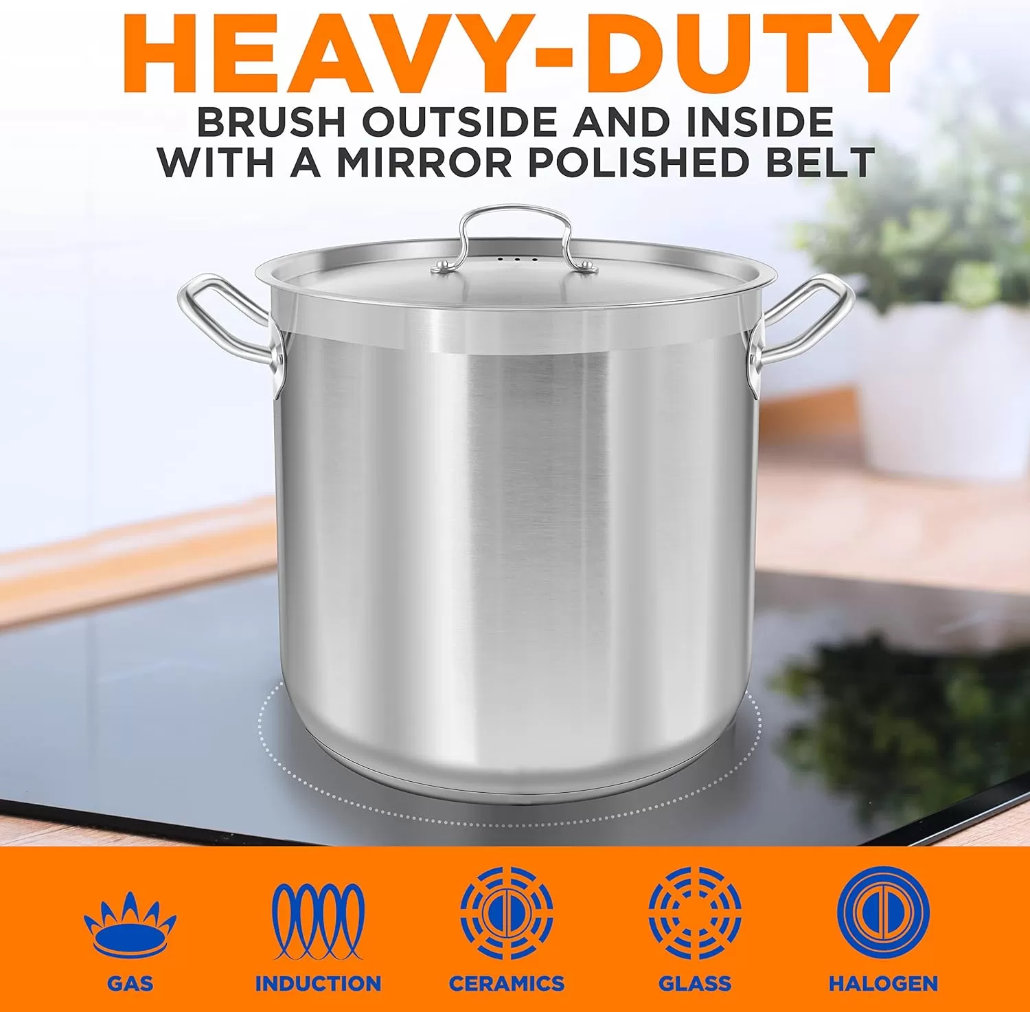 imageNutriChef 20 Quart HeavyDuty Stockpot with Stainless Lid  Large Pot for Induction Gas ampamp Electric Cooktops Perfect for Soups ampamp Stews40 Quarts