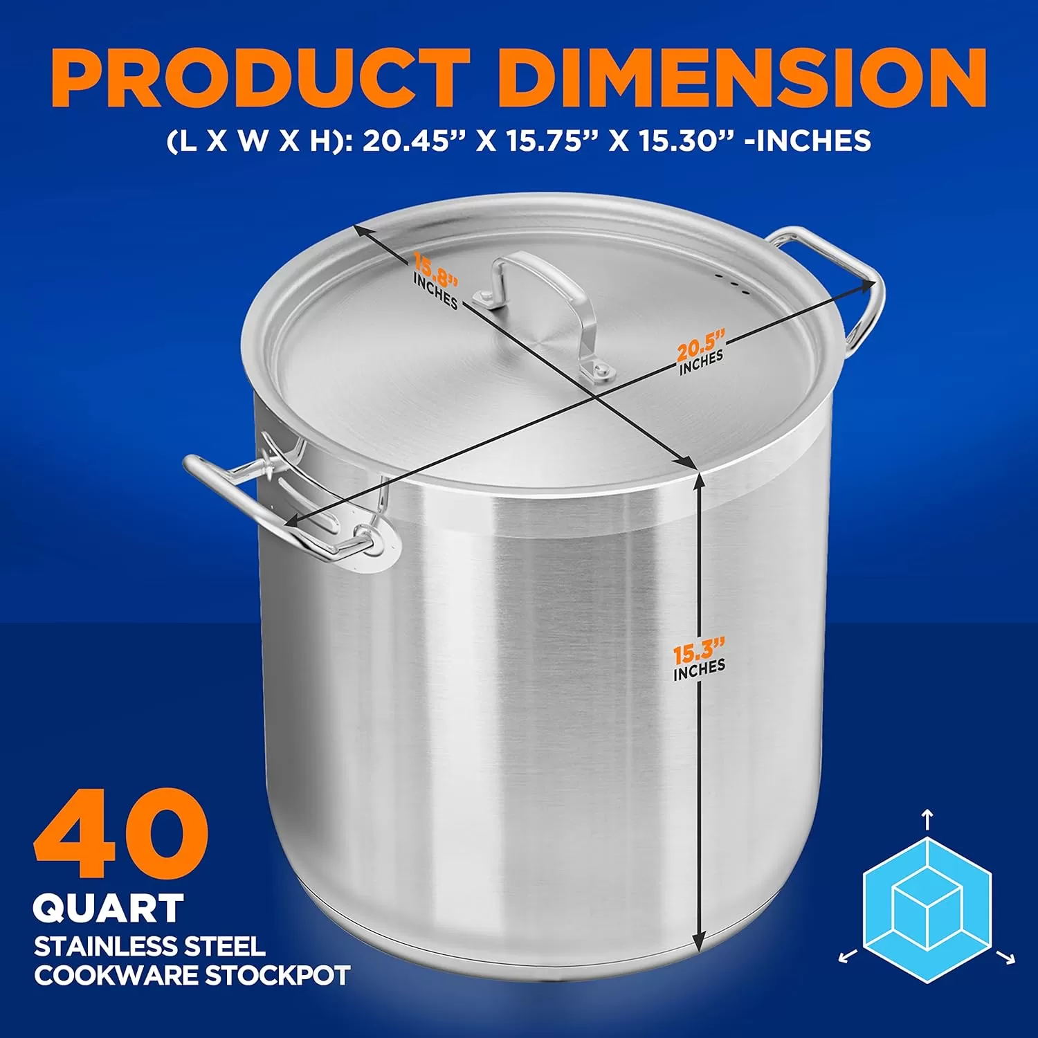 imageNutriChef 20 Quart HeavyDuty Stockpot with Stainless Lid  Large Pot for Induction Gas ampamp Electric Cooktops Perfect for Soups ampamp Stews40 Quarts