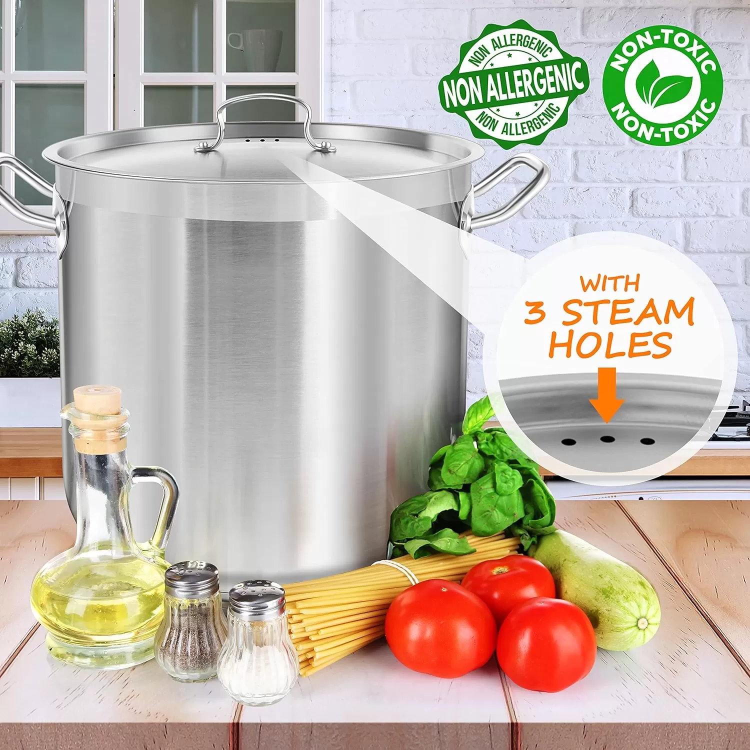 imageNutriChef 20 Quart HeavyDuty Stockpot with Stainless Lid  Large Pot for Induction Gas ampamp Electric Cooktops Perfect for Soups ampamp Stews40 Quarts