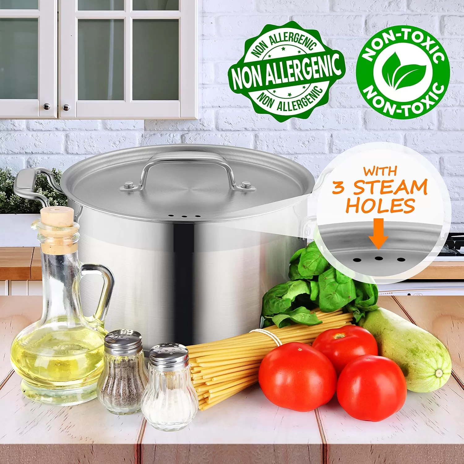 imageNutriChef 20 Quart HeavyDuty Stockpot with Stainless Lid  Large Pot for Induction Gas ampamp Electric Cooktops Perfect for Soups ampamp Stews5 Quarts
