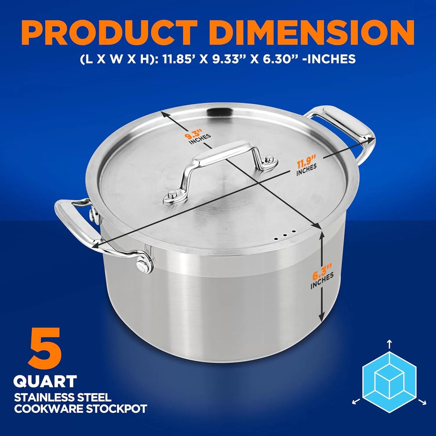 imageNutriChef 20 Quart HeavyDuty Stockpot with Stainless Lid  Large Pot for Induction Gas ampamp Electric Cooktops Perfect for Soups ampamp Stews5 Quarts