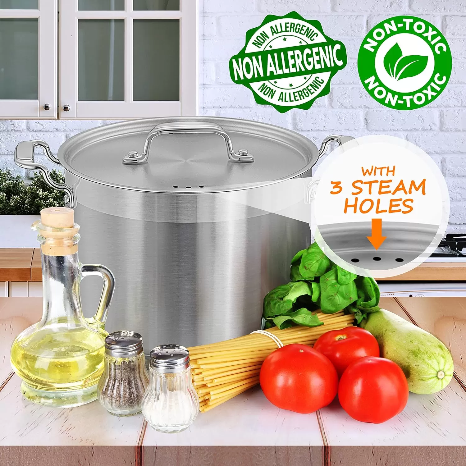 imageNutriChef 20 Quart HeavyDuty Stockpot with Stainless Lid  Large Pot for Induction Gas ampamp Electric Cooktops Perfect for Soups ampamp Stews8 Quarts