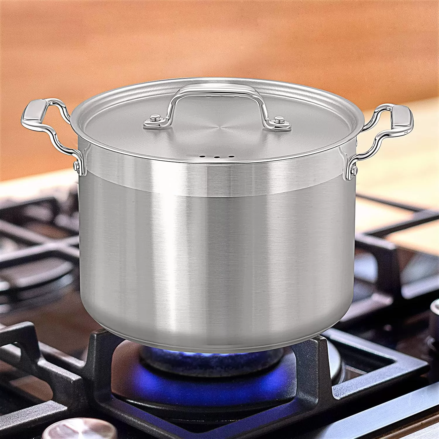 imageNutriChef 20 Quart HeavyDuty Stockpot with Stainless Lid  Large Pot for Induction Gas ampamp Electric Cooktops Perfect for Soups ampamp Stews8 Quarts