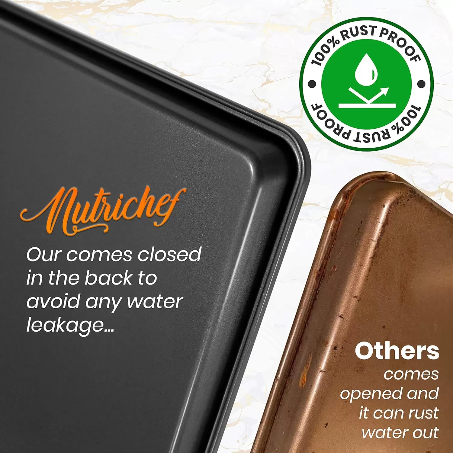imageNutriChef 2Piece XL Mega Cookie Sheet Baking Pans Set  22quot x 16quot Extra Large Nonstick Carbon Steel Oven Baking Tray Pans Stackable Bakeware Black  NCLGBP16Black