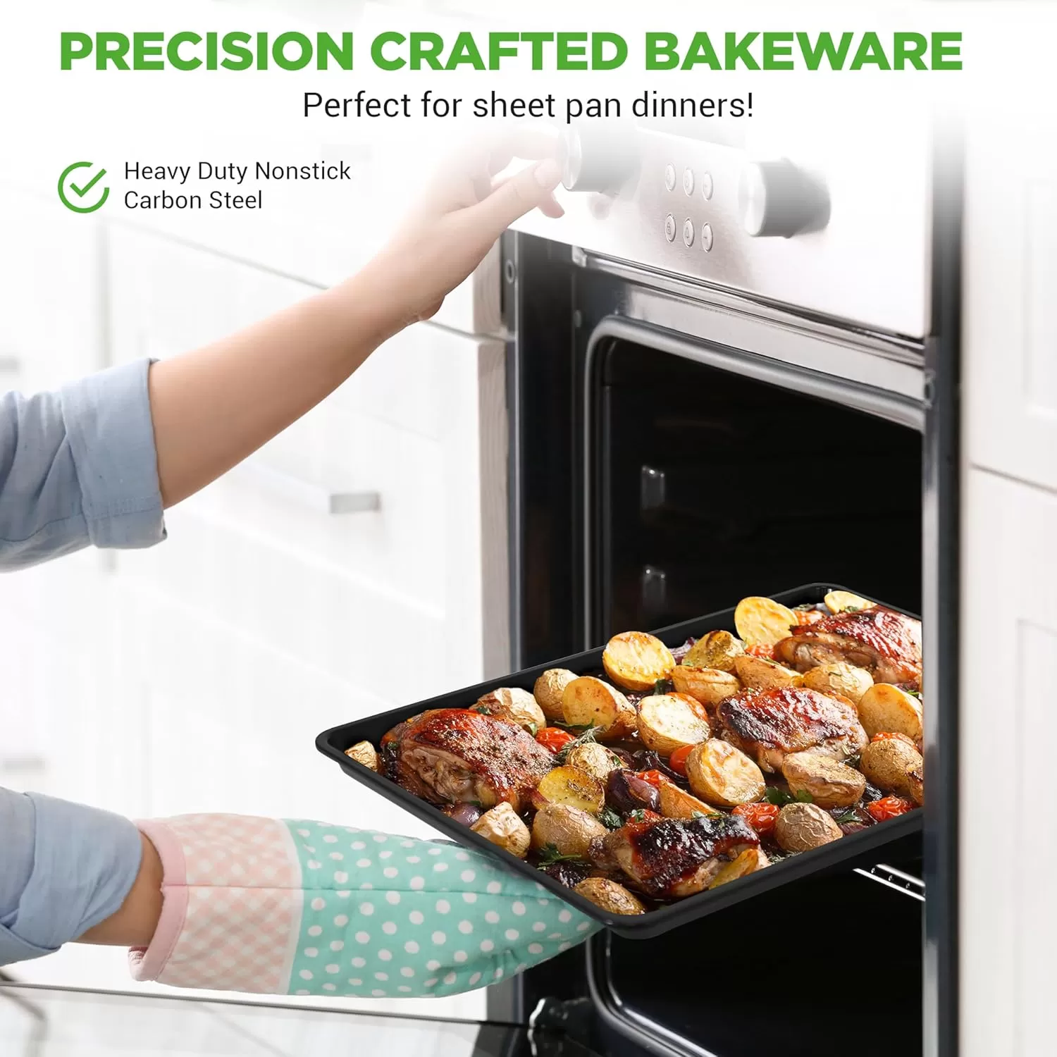 imageNutriChef 2Piece XL Mega Cookie Sheet Baking Pans Set  22quot x 16quot Extra Large Nonstick Carbon Steel Oven Baking Tray Pans Stackable Bakeware Black  NCLGBP16Black
