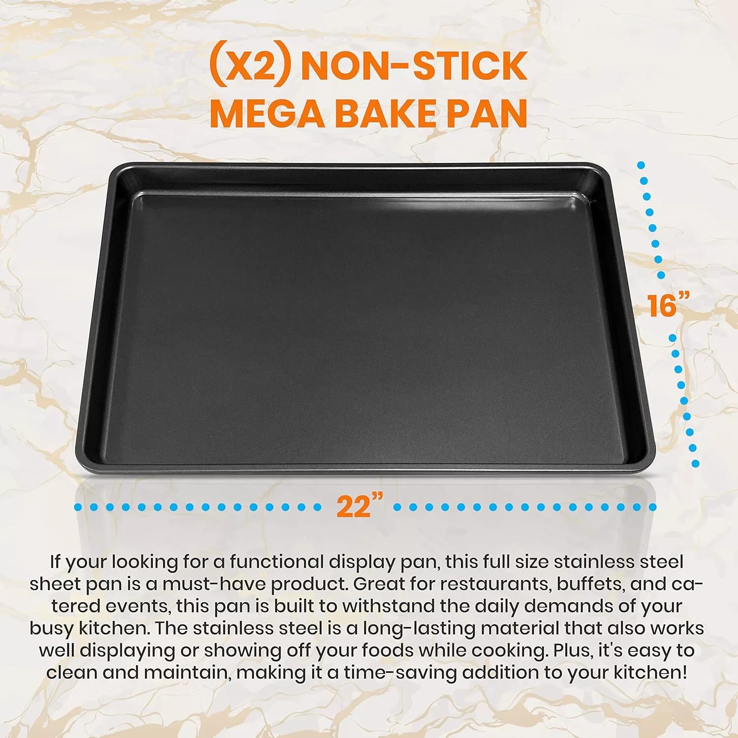 imageNutriChef 2Piece XL Mega Cookie Sheet Baking Pans Set  22quot x 16quot Extra Large Nonstick Carbon Steel Oven Baking Tray Pans Stackable Bakeware Black  NCLGBP16Black