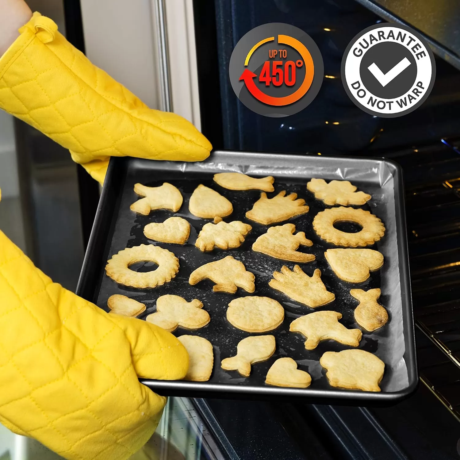 imageNutriChef 2Piece XL Mega Cookie Sheet Baking Pans Set  22quot x 16quot Extra Large Nonstick Carbon Steel Oven Baking Tray Pans Stackable Bakeware Black  NCLGBP16Black