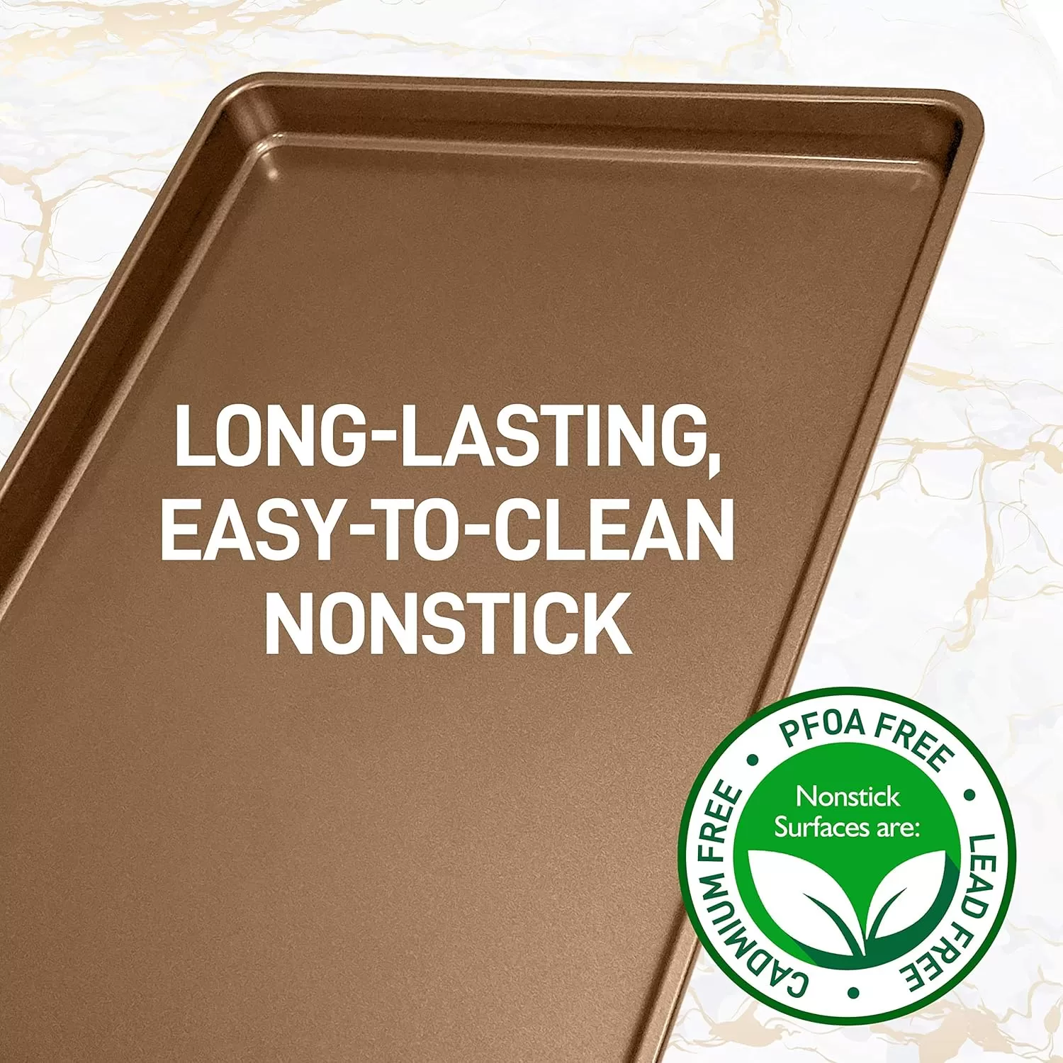 imageNutriChef 2Piece XL Mega Cookie Sheet Baking Pans Set  22quot x 16quot Extra Large Nonstick Carbon Steel Oven Baking Tray Pans Stackable Bakeware Black  NCLGBP16Gold