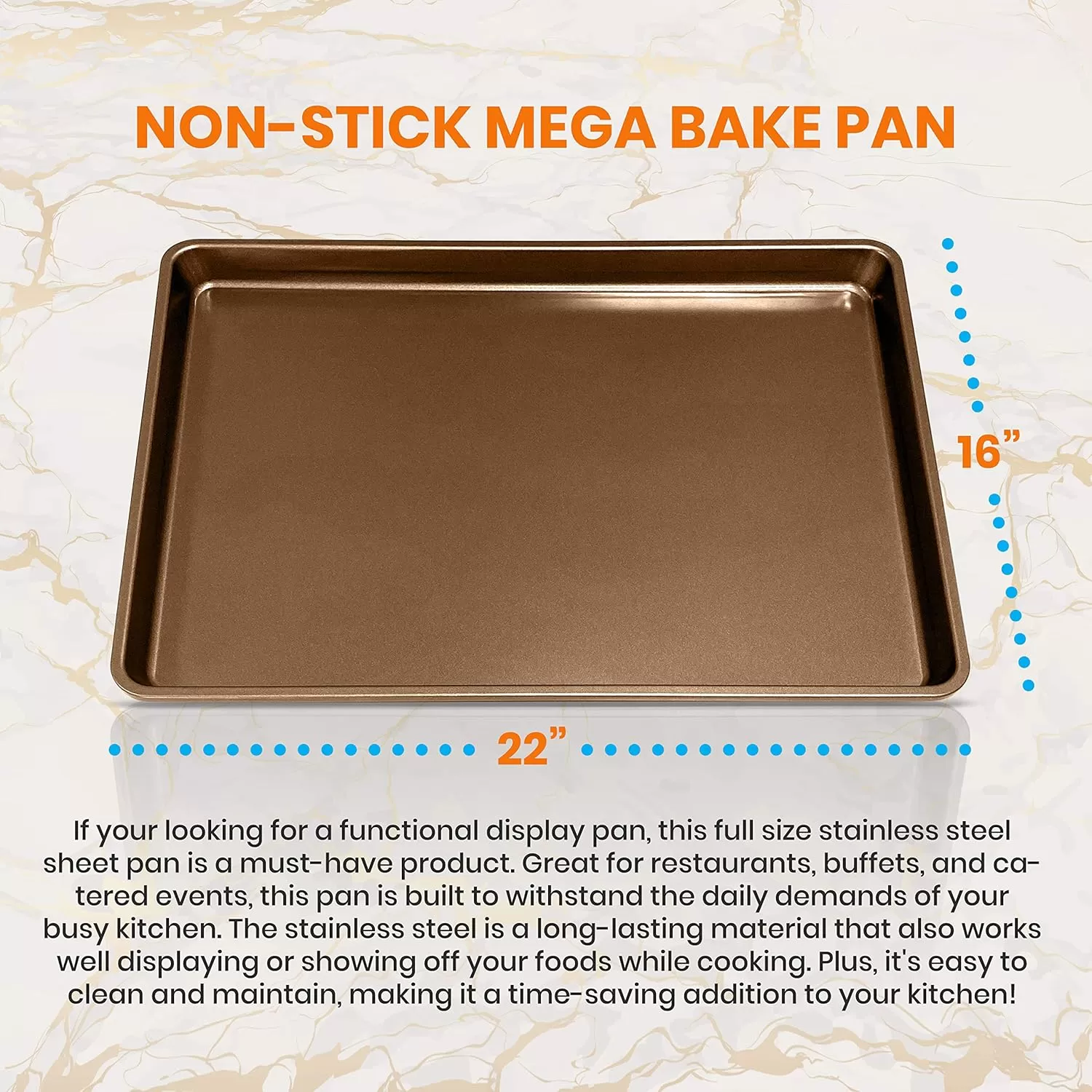 imageNutriChef 2Piece XL Mega Cookie Sheet Baking Pans Set  22quot x 16quot Extra Large Nonstick Carbon Steel Oven Baking Tray Pans Stackable Bakeware Black  NCLGBP16Gold