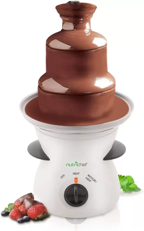 imageNutriChef 3 Tier Chocolate Fondue Fountain  Electric Stainless Chocolate Dipping Warmer Machine  Warm ampamp Melt Chocolate Butter Caramel  Great for Parties Events ampamp Weddings  Pot Capacity 16 oz