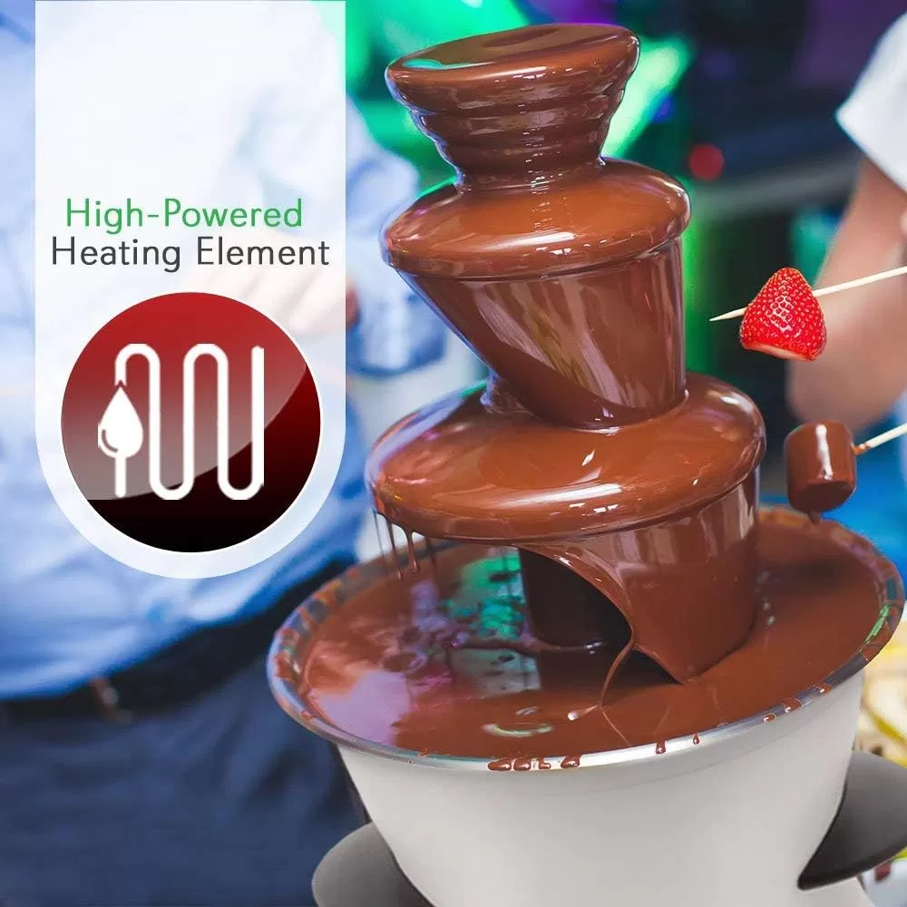 imageNutriChef 3 Tier Chocolate Fondue Fountain  Electric Stainless Chocolate Dipping Warmer Machine  Warm ampamp Melt Chocolate Butter Caramel  Great for Parties Events ampamp Weddings  Pot Capacity 16 oz