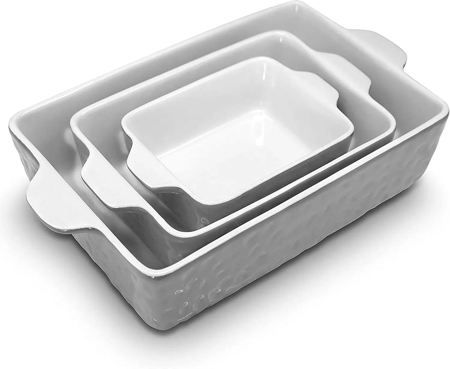 imageNutriChef 3Piece Ceramic Casserole Dish for Oven  Durable Lasagna Baking Dish w Premium NonStick Coating ampamp BuiltIn Handles  Dishwasher ampamp Microwave Safe  14quot x 8quot 10quot x 6quot 7quot x 5quot  Gray