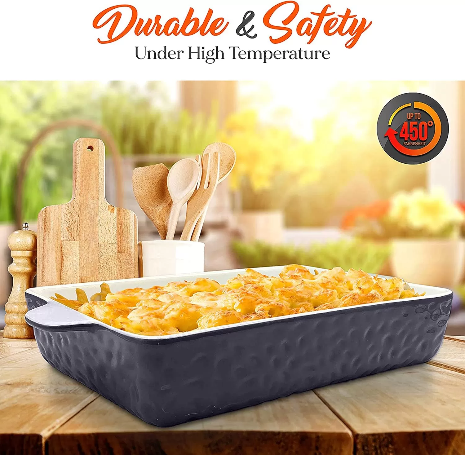 imageNutriChef 3Piece Ceramic Casserole Dish for Oven  Premium Lasagna Baking Pans w Nonstick Coating ampamp BuiltIn Handles  Dishwasher ampamp Microwave Safe  14quot x 8quot 10quot x 6quot 7quot x 5quot  RedRoyal Blue