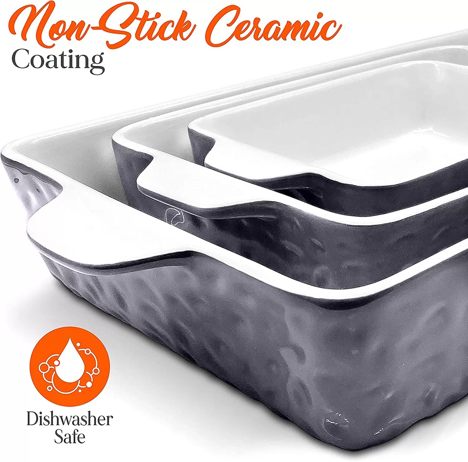 imageNutriChef 3Piece Ceramic Casserole Dish for Oven  Premium Lasagna Baking Pans w Nonstick Coating ampamp BuiltIn Handles  Dishwasher ampamp Microwave Safe  14quot x 8quot 10quot x 6quot 7quot x 5quot  RedRoyal Blue