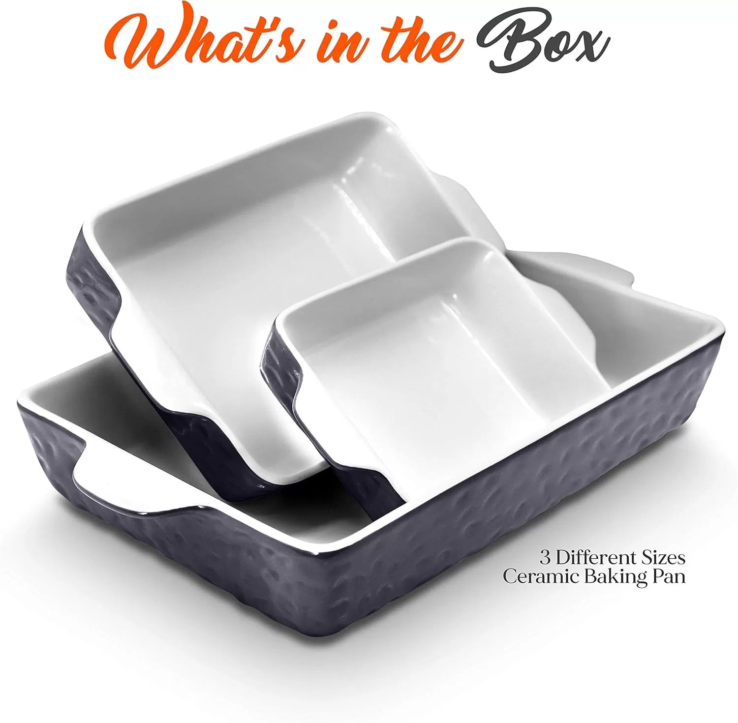 imageNutriChef 3Piece Ceramic Casserole Dish for Oven  Premium Lasagna Baking Pans w Nonstick Coating ampamp BuiltIn Handles  Dishwasher ampamp Microwave Safe  14quot x 8quot 10quot x 6quot 7quot x 5quot  RedRoyal Blue