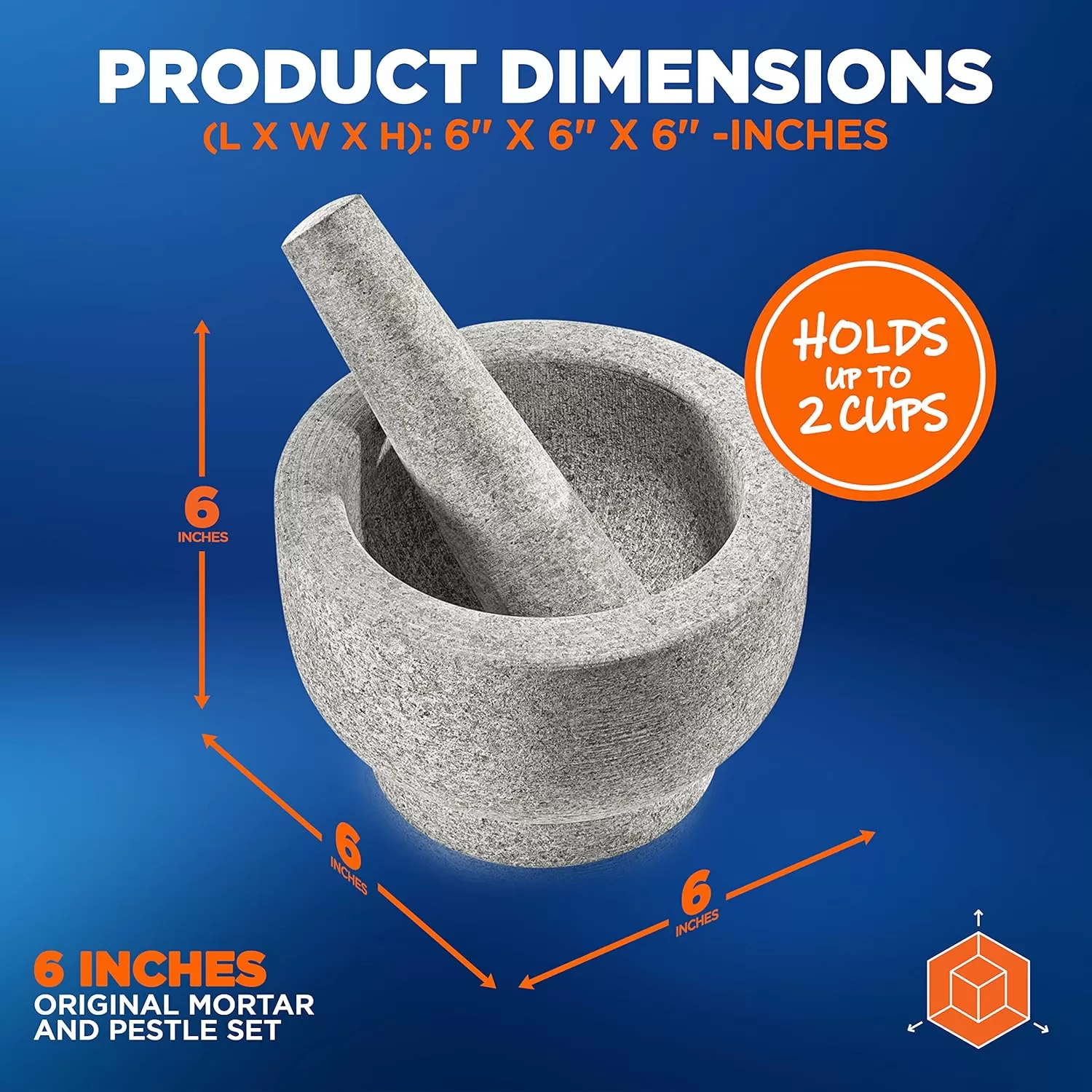 imageNutriChef 6quot Mortar and Pestle Set  Heavy Duty 100 Natural Unpolished Granite  Slip Resistant Molcajete Stone Bowl  Make Fresh Guacamole Salsa Crush Herbs ampamp Spices  2 Cup Capacity Gray