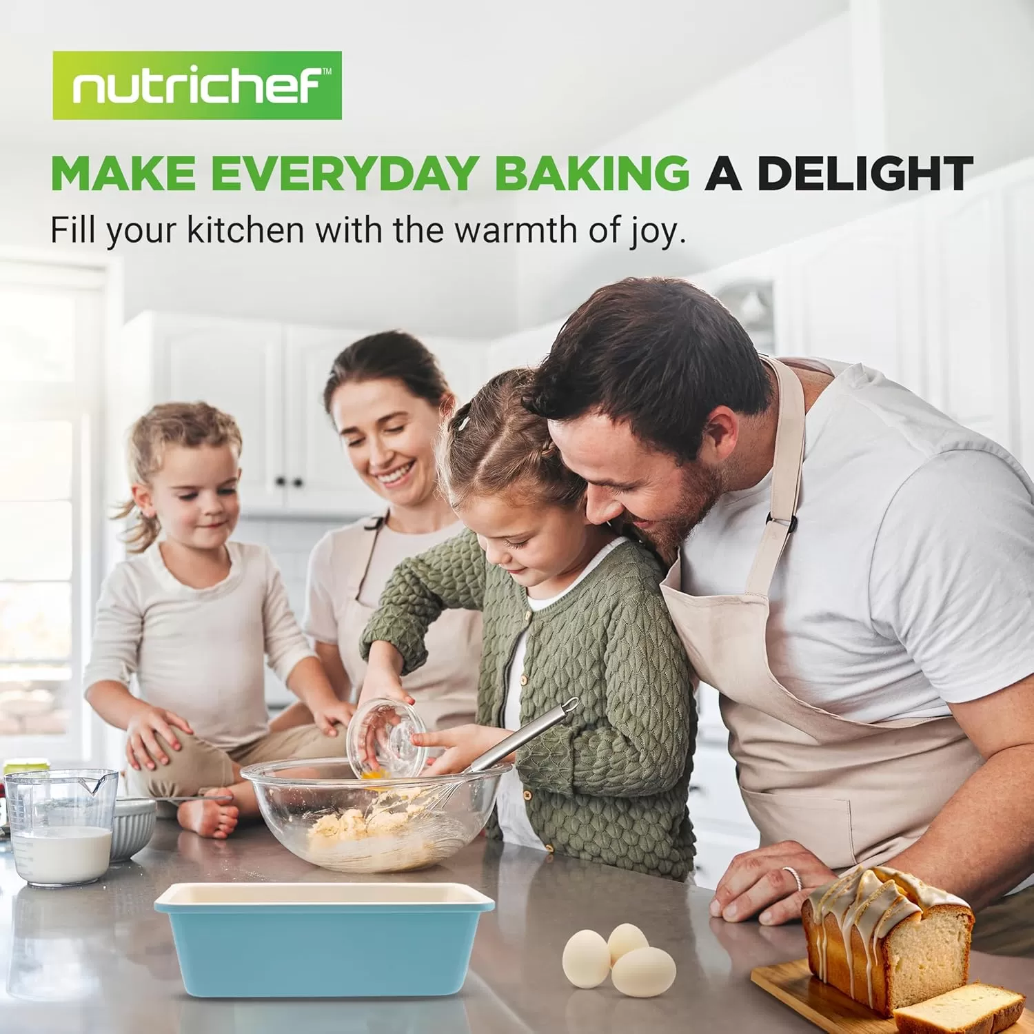imageNutriChef 9inch Ceramic Bread Loaf Pan NonStick Coated Layer Surface Great for Food Preparation Serving Pastry Dessert Baking