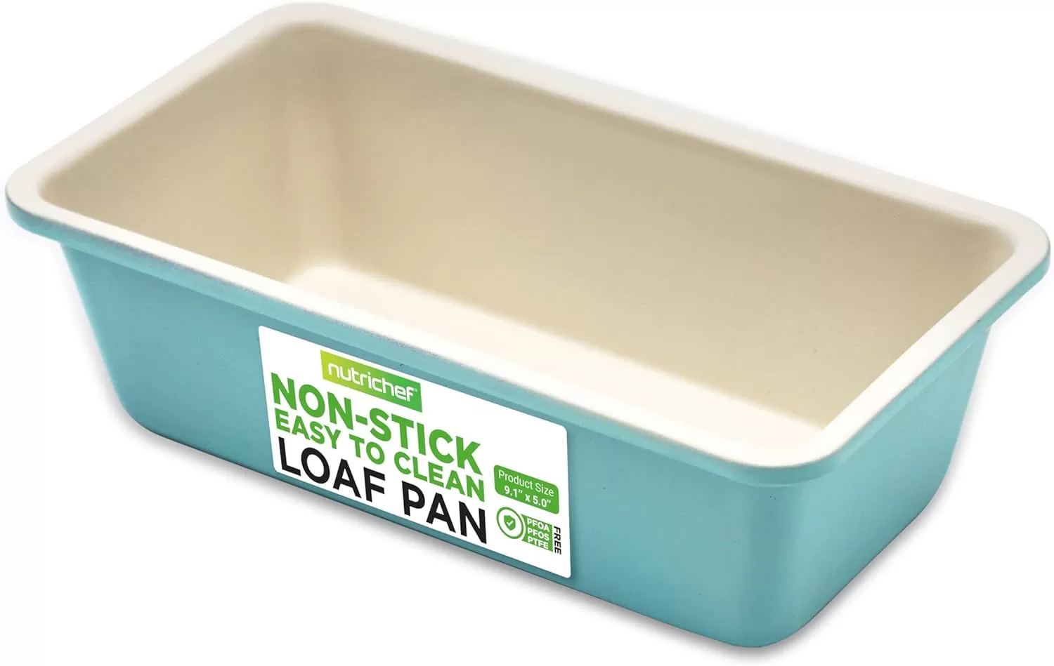 imageNutriChef 9inch Ceramic Bread Loaf Pan NonStick Coated Layer Surface Great for Food Preparation Serving Pastry Dessert Baking