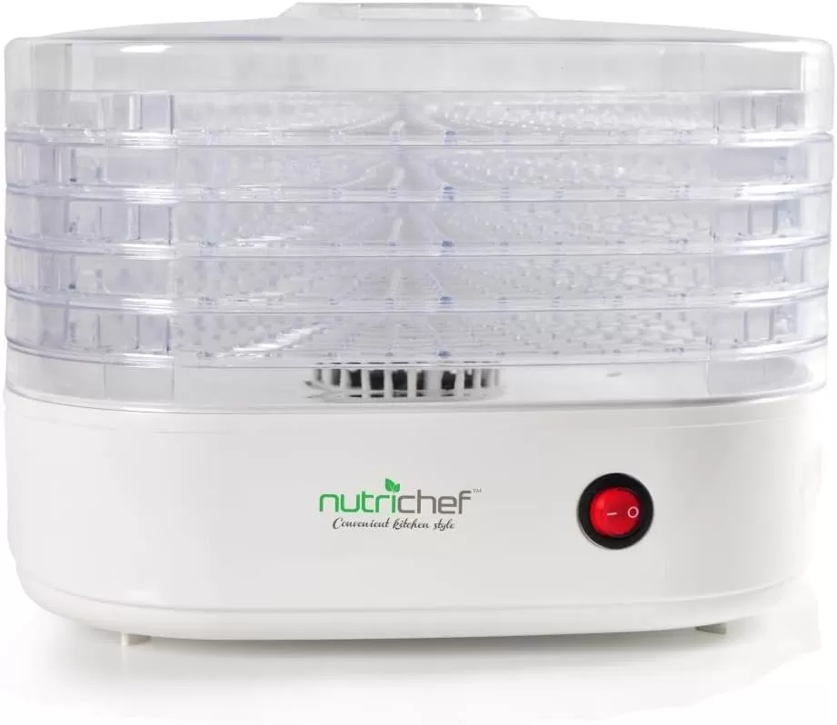 imageNutriChef Electric Countertop Food Dehydrator MachineProfessional MultiTier Food PreserverMeat or Beef Jerky MakerFruitVegetable Dryer w5 Stackable TraysHighHeat CirculationAZPKFD06