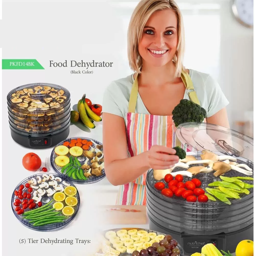 imageNutriChef Food Dehydrator Machine  Professional Electric MultiTier Food Preserver Meat or Beef Jerky Maker Fruit ampamp Vegetable Dryer with 5 Stackable Trays