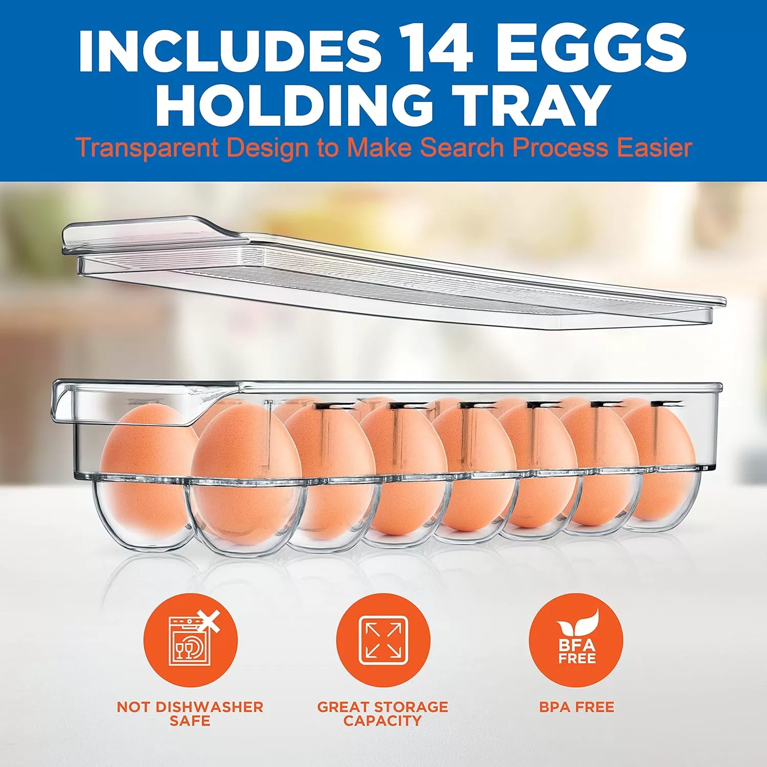 imageNutriChef Set of 8 Refrigerator Bins4 Wide and 4 Narrow Stackable Fridge Organizers for Freezer Kitchen Countertops CabinetsDesigned with Practical Carry Handles and Interior 8 containers Clear6Piece