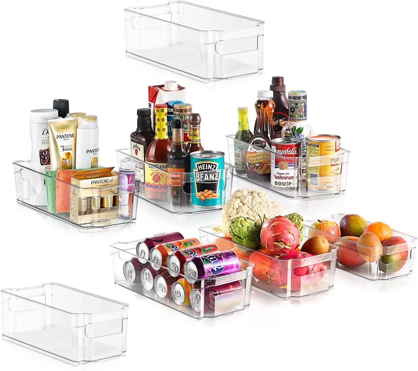 imageNutriChef Set of 8 Refrigerator Bins4 Wide and 4 Narrow Stackable Fridge Organizers for Freezer Kitchen Countertops CabinetsDesigned with Practical Carry Handles and Interior 8 containers Clear8Piece