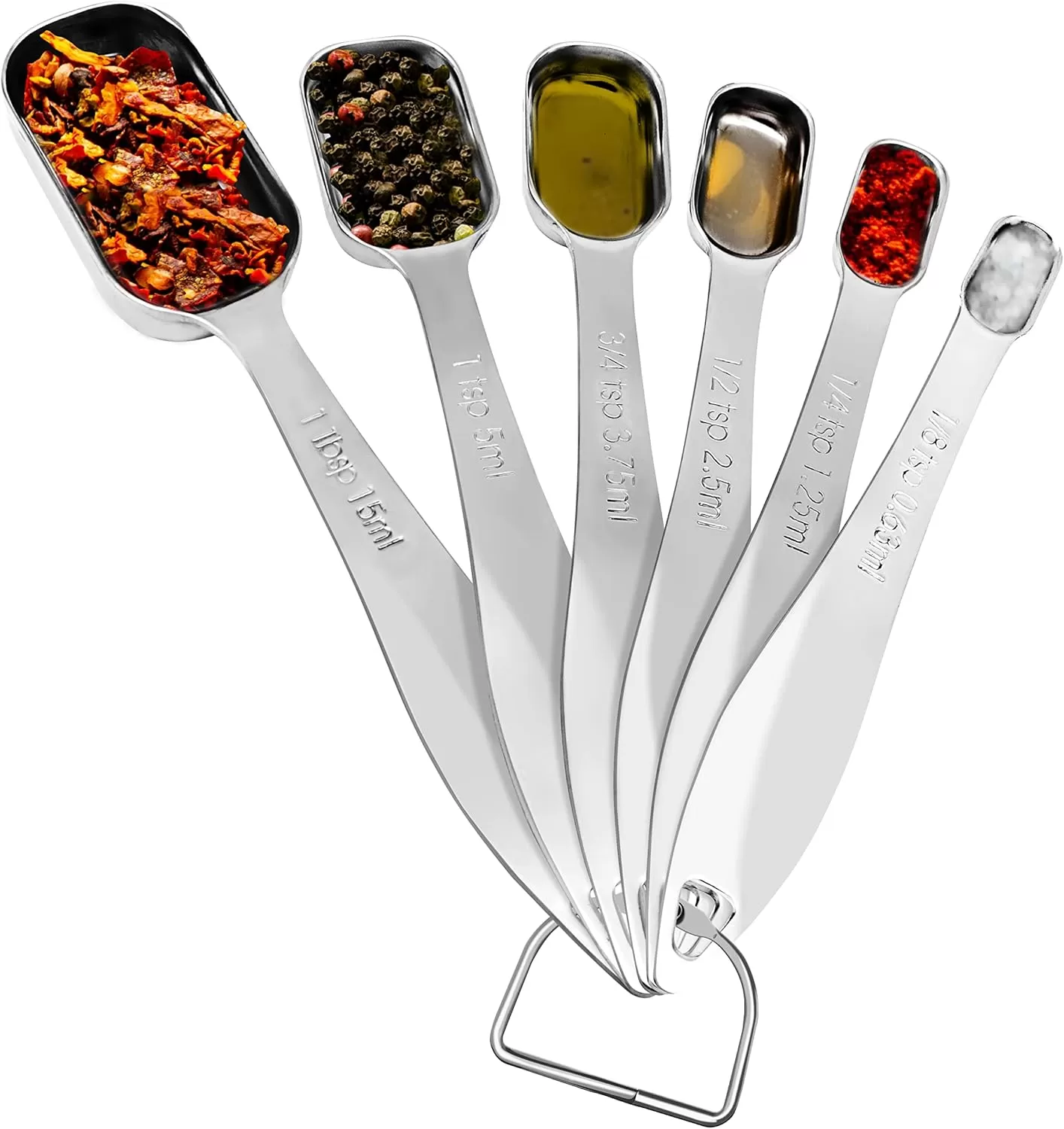 imageNutriChef Stainless Steel Measuring Spoons Set  6Pc Heavy Duty Oval Shaped Metal Measuring Spoon for Dry or Liquid Ingredients Teaspoon and Tablespoon Set w Metric ampamp US Measurement  NCMMS6