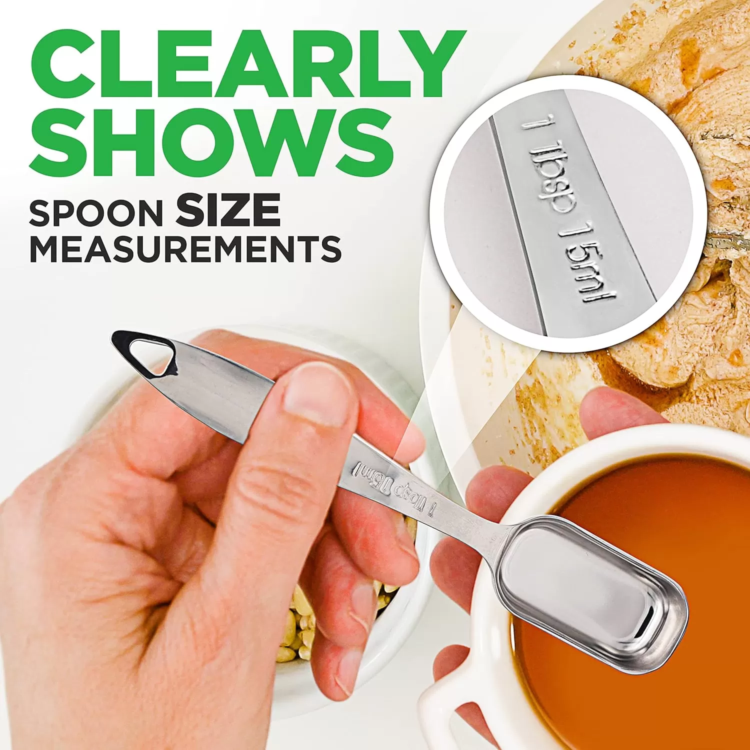 imageNutriChef Stainless Steel Measuring Spoons Set  6Pc Heavy Duty Oval Shaped Metal Measuring Spoon for Dry or Liquid Ingredients Teaspoon and Tablespoon Set w Metric ampamp US Measurement  NCMMS6