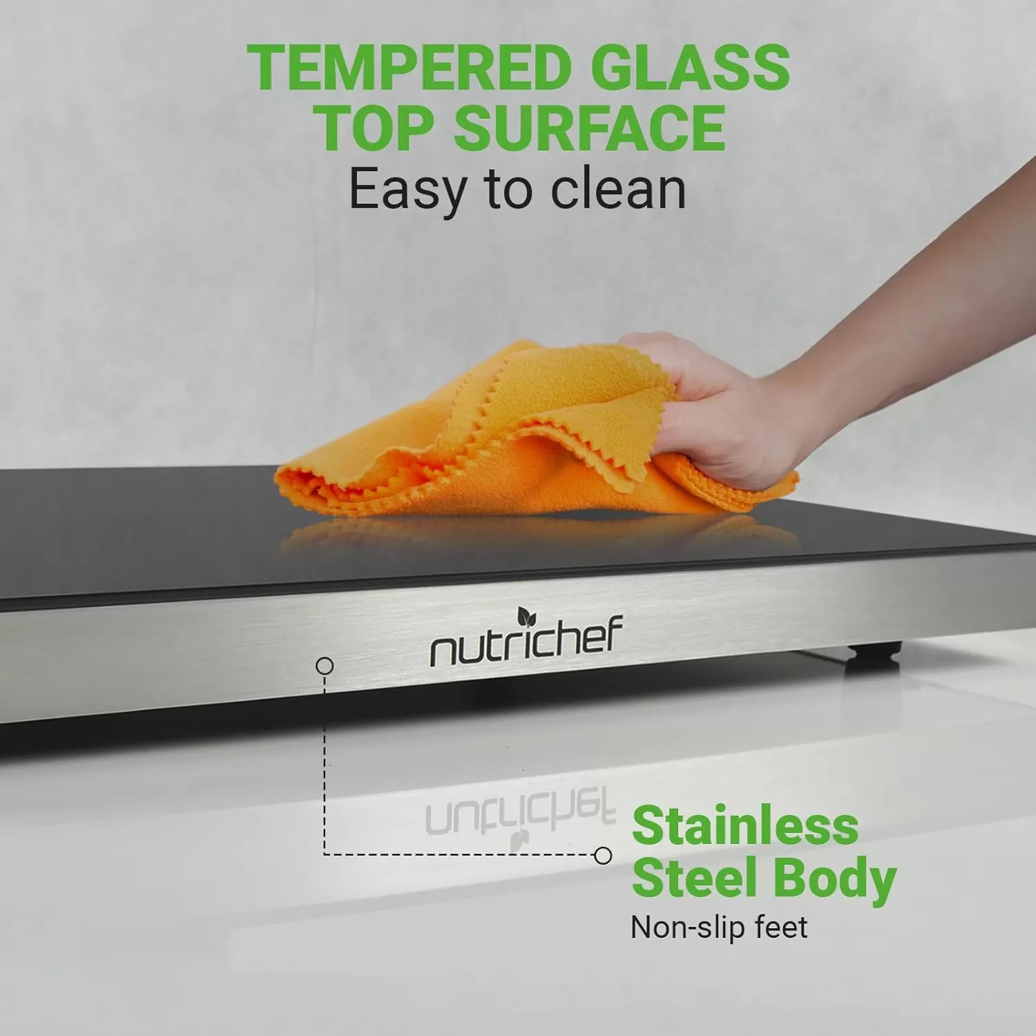 imageNutriChef Stainless Warming Hot Plate  Keep Food Warm w Portable Electric Food Tray Dish Warmer w Black Glass Top For Restaurant Parties Buffet Serving Table or Countertop Use  AZPKWTR30