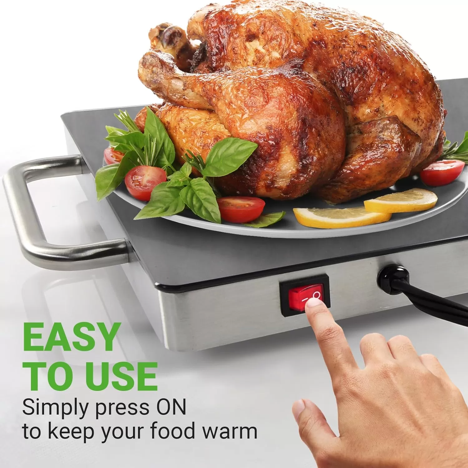 imageNutriChef Stainless Warming Hot Plate  Keep Food Warm w Portable Electric Food Tray Dish Warmer w Black Glass Top For Restaurant Parties Buffet Serving Table or Countertop Use  AZPKWTR30