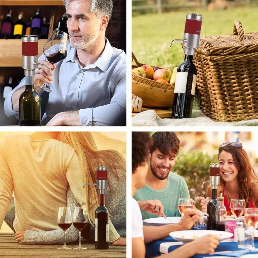 imageNutriChef Wine Dispenser Automatic Electric Wine Aerator Pourer w Metal Decanter Spout for Red and White Wine SmallDiecast Metal