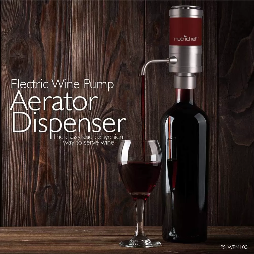 imageNutriChef Wine Dispenser Automatic Electric Wine Aerator Pourer w Metal Decanter Spout for Red and White Wine SmallDiecast Metal