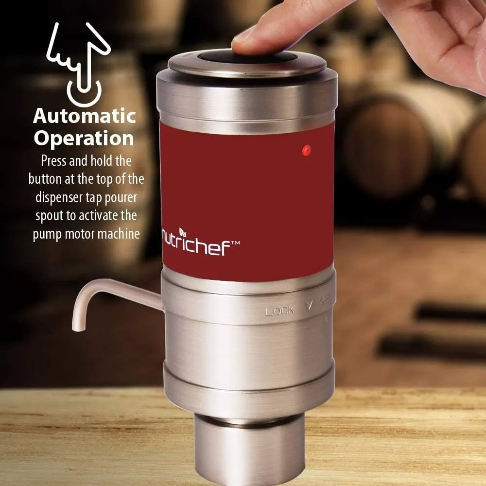 imageNutriChef Wine Dispenser Automatic Electric Wine Aerator Pourer w Metal Decanter Spout for Red and White Wine SmallDiecast Metal