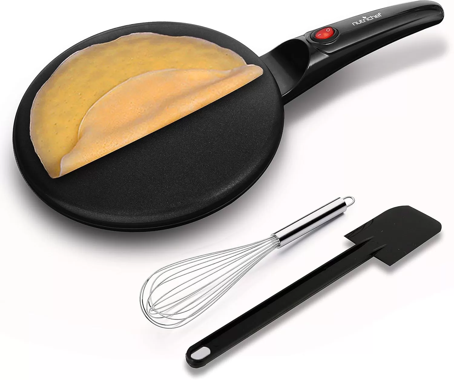 imagenutrichef Electric Griddle Hot Plate Cooktop  800W 8quot Pan Style Crepe Maker Hot Plate wONOff Switch Nonstick Coating Automatic Temperature Control Plugin Operation for Kitchen and Countertop