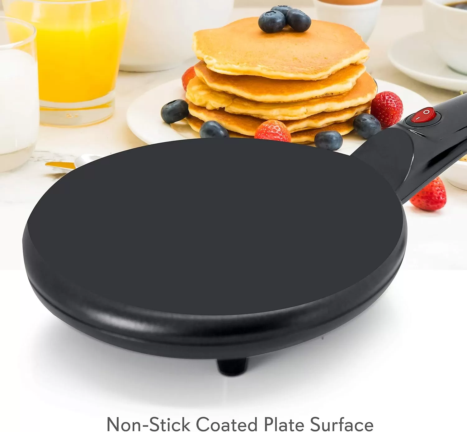 imagenutrichef Electric Griddle Hot Plate Cooktop  800W 8quot Pan Style Crepe Maker Hot Plate wONOff Switch Nonstick Coating Automatic Temperature Control Plugin Operation for Kitchen and Countertop