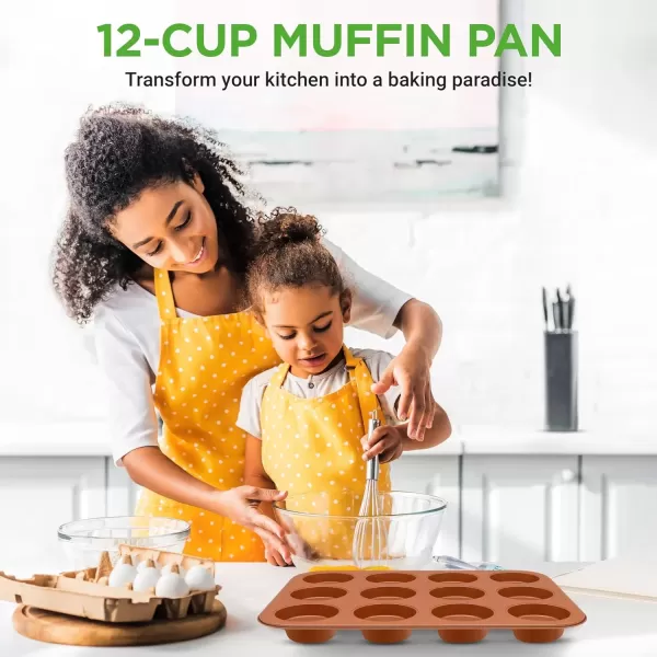imageNutriChef 12cup Golden Oven Muffin Pan NonStick Coated Layer Surface Even Heating Muffin Tray for Muffins Cupcakes Pastries ampamp Mini Pies Used for Model Number NCBK6TR7 and NCBK6TR75nonstick muffin pan  copper