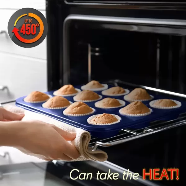 imageNutriChef 12cup Golden Oven Muffin Pan NonStick Coated Layer Surface Even Heating Muffin Tray for Muffins Cupcakes Pastries ampamp Mini Pies Used for Model Number NCBK6TR7 and NCBK6TR75nonstick muffin pan  blue