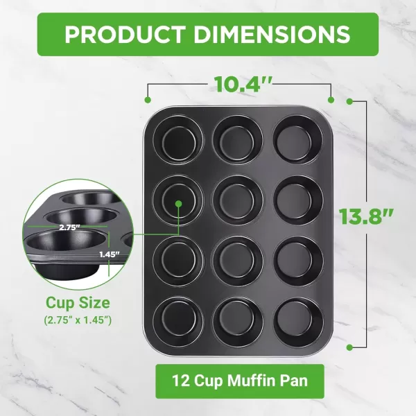 imageNutriChef 12cup Golden Oven Muffin Pan NonStick Coated Layer Surface Even Heating Muffin Tray for Muffins Cupcakes Pastries ampamp Mini Pies Used for Model Number NCBK6TR7 and NCBK6TR75nonstick muffin pan  dark gray