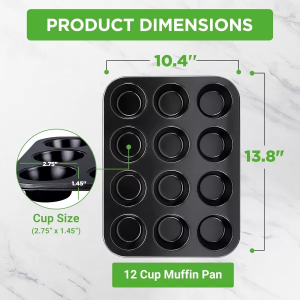 imageNutriChef 12cup Golden Oven Muffin Pan NonStick Coated Layer Surface Even Heating Muffin Tray for Muffins Cupcakes Pastries ampamp Mini Pies Used for Model Number NCBK6TR7 and NCBK6TR75nonstick muffin pan  black