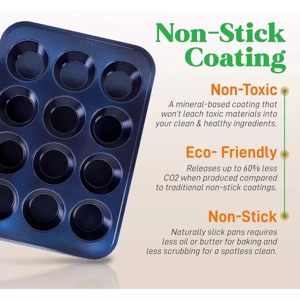 imageNutriChef 12cup Golden Oven Muffin Pan NonStick Coated Layer Surface Even Heating Muffin Tray for Muffins Cupcakes Pastries ampamp Mini Pies Used for Model Number NCBK6TR7 and NCBK6TR75nonstick muffin pan  blue