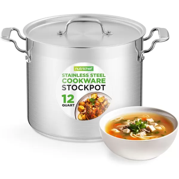imageNutriChef 20 Quart HeavyDuty Stockpot with Stainless Lid  Large Pot for Induction Gas ampamp Electric Cooktops Perfect for Soups ampamp Stews12 Quarts