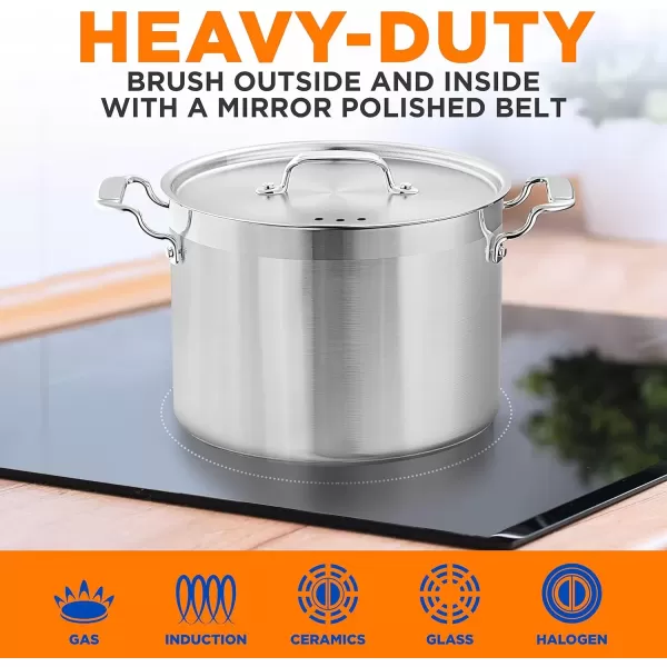 imageNutriChef 20 Quart HeavyDuty Stockpot with Stainless Lid  Large Pot for Induction Gas ampamp Electric Cooktops Perfect for Soups ampamp Stews12 Quarts