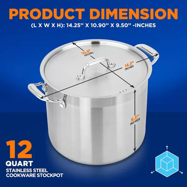 imageNutriChef 20 Quart HeavyDuty Stockpot with Stainless Lid  Large Pot for Induction Gas ampamp Electric Cooktops Perfect for Soups ampamp Stews12 Quarts