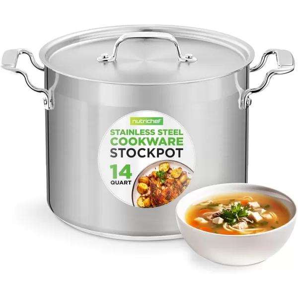 imageNutriChef 20 Quart HeavyDuty Stockpot with Stainless Lid  Large Pot for Induction Gas ampamp Electric Cooktops Perfect for Soups ampamp Stews14 Quarts