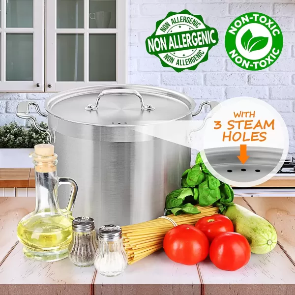 imageNutriChef 20 Quart HeavyDuty Stockpot with Stainless Lid  Large Pot for Induction Gas ampamp Electric Cooktops Perfect for Soups ampamp Stews14 Quarts