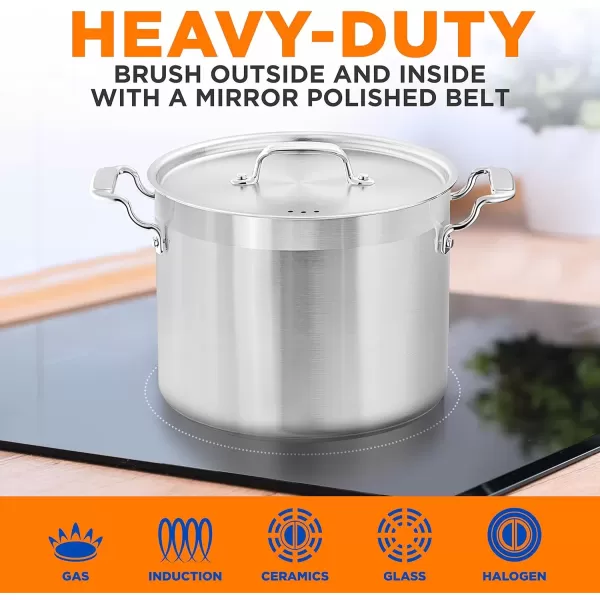 imageNutriChef 20 Quart HeavyDuty Stockpot with Stainless Lid  Large Pot for Induction Gas ampamp Electric Cooktops Perfect for Soups ampamp Stews14 Quarts