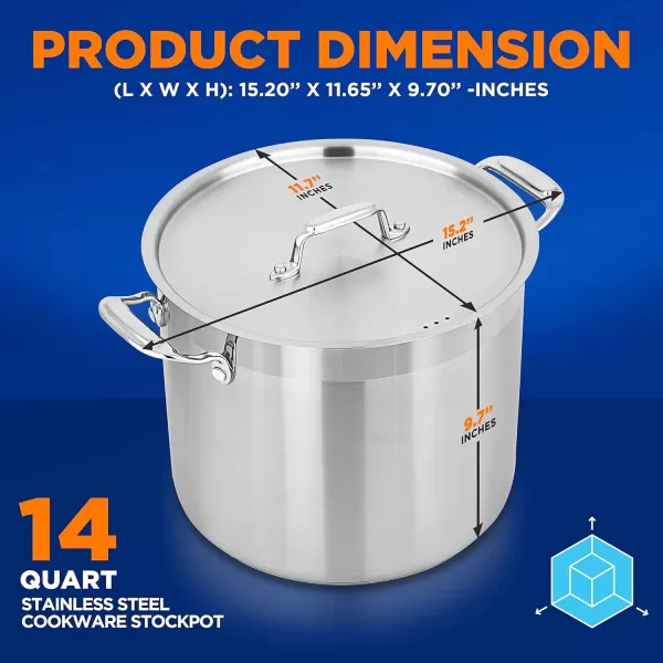 imageNutriChef 20 Quart HeavyDuty Stockpot with Stainless Lid  Large Pot for Induction Gas ampamp Electric Cooktops Perfect for Soups ampamp Stews14 Quarts
