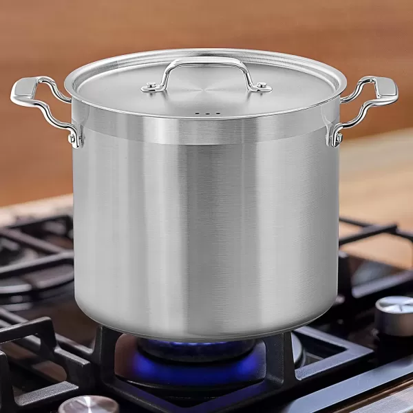 imageNutriChef 20 Quart HeavyDuty Stockpot with Stainless Lid  Large Pot for Induction Gas ampamp Electric Cooktops Perfect for Soups ampamp Stews16 Quarts