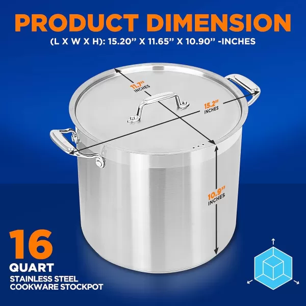 imageNutriChef 20 Quart HeavyDuty Stockpot with Stainless Lid  Large Pot for Induction Gas ampamp Electric Cooktops Perfect for Soups ampamp Stews16 Quarts